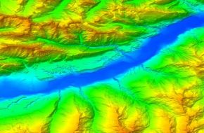 Geländedarstellung in unterschiedlichen Farben