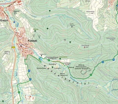 Ausschnitt aus der Wanderkarte Spessart